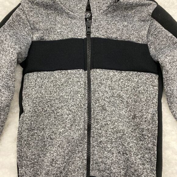Jamplay Boys Gray Black Long Sleeve Full Zipper Hoodie Sweater Top NEW Size 4 - Picture 2 of 5